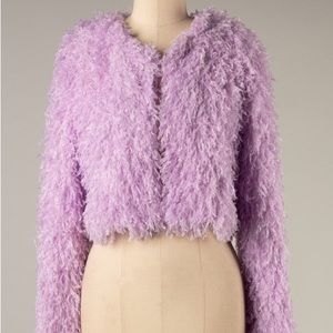 Lavender haze cropped faux fur fuzzy jacket - Taylor Swift
